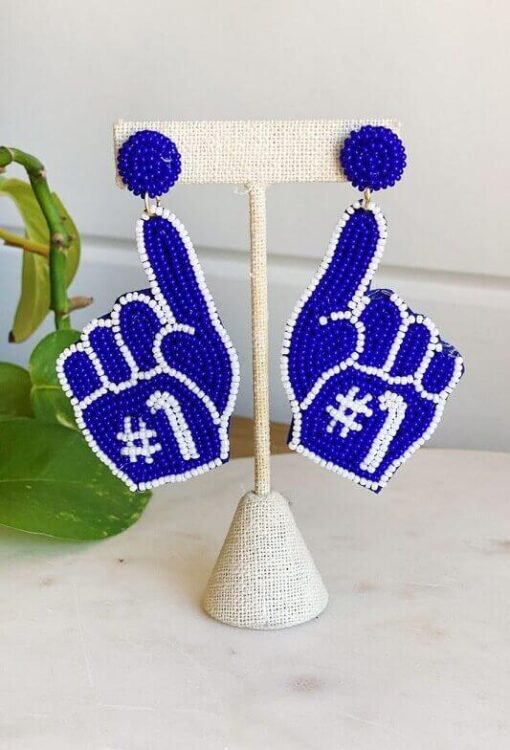 Go Team Beaded Earrings | Foam Finger Earrings – Image 3