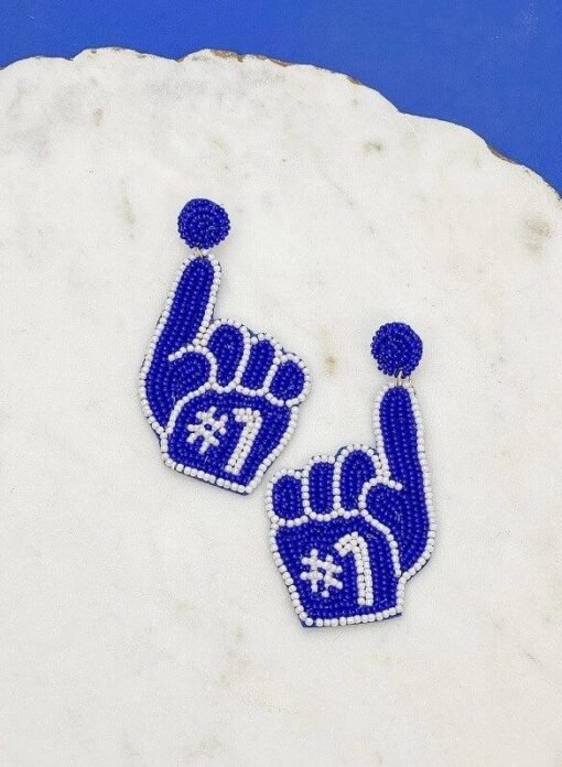 Go Team Beaded Earrings | Foam Finger Earrings – Image 4