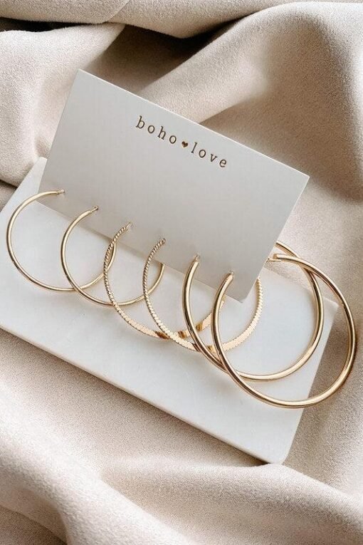 Gold 3-Piece Hoop Earrings Set | Women's Christmas Gifts for 2022