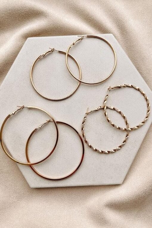 Gold 3-Piece Hoop Earrings Set | Women's Christmas Gifts for 2022 – Image 3