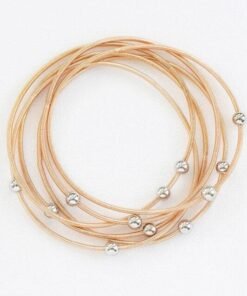 Gold Beaded Guitar String Bracelet Set