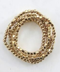 Gold Beaded Stretch Bracelet Set
