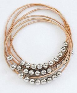 Gold Large Bead Guitar String Bracelet Set