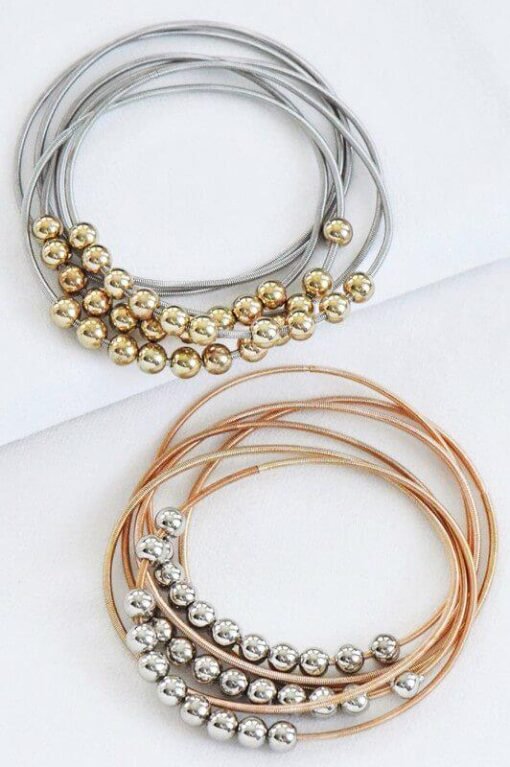 Gold Large Bead Guitar String Bracelet Set – Image 3