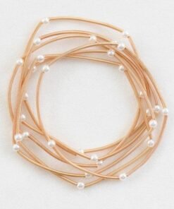 Gold Pearl Guitar String Bracelet Set