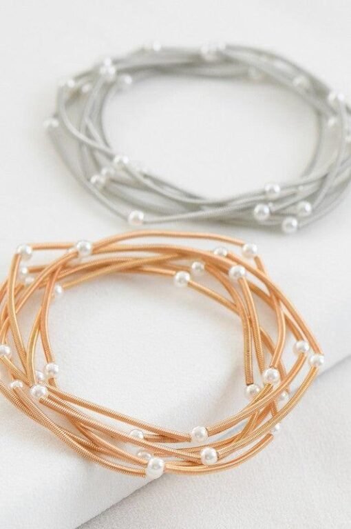 Gold Pearl Guitar String Bracelet Set – Image 3