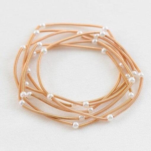 Gold Pearl Guitar String Bracelet Set – Image 4