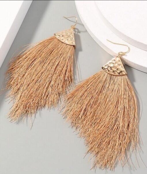 Gold Tassel Fringe Earrings | BOHO Earrings – Image 3