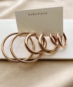 Gold Tube Hoop 3-Pair Earrings Set | Holiday Gifts for Women