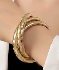 Golden Cobra Triple-Stack Bangle