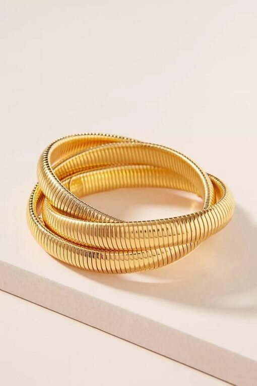 Golden Cobra Triple-Stack Bangle – Image 3