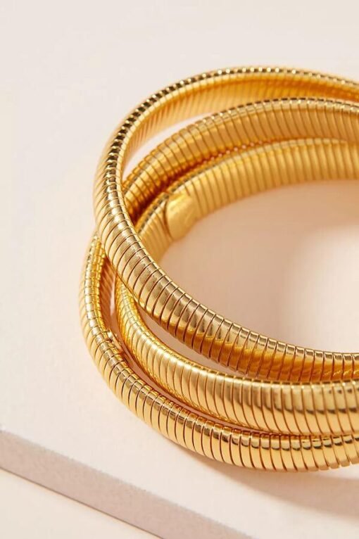 Golden Cobra Triple-Stack Bangle – Image 5