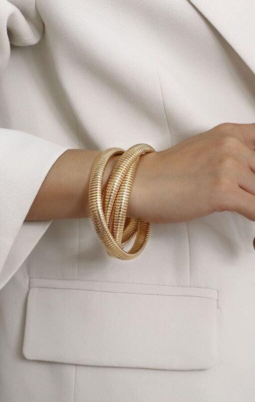 Golden Cobra Triple-Stack Bangle – Image 6