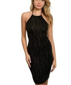 Night Sky Halter-Neck Cocktail Dress | Knee Length Dresses