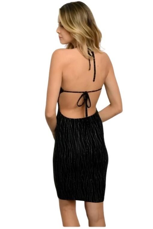 Night Sky Halter-Neck Cocktail Dress | Knee Length Dresses – Image 3
