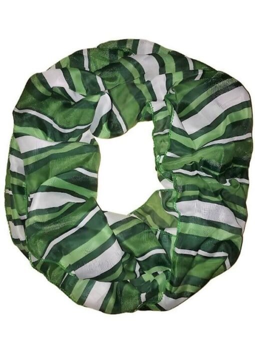 Green White Striped Infinity Scarf | Mature Women's Accessories