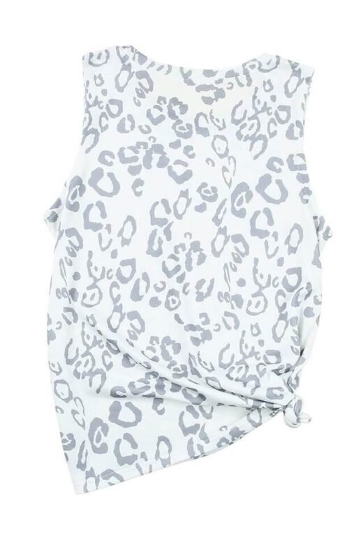 Grey Leopard Print Crew Neck Top – Image 3