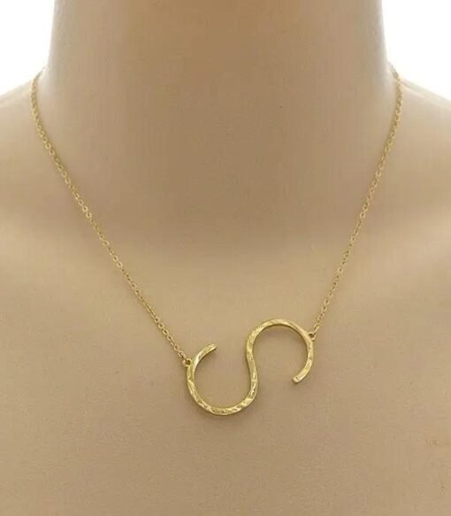 Hammered Initial Necklace Jewelry – Image 5