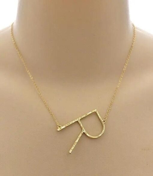 Hammered Initial Necklace Jewelry – Image 6
