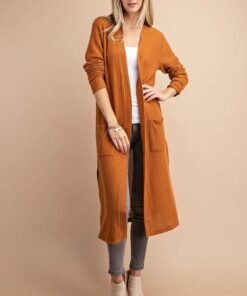 Hazel Open Front Long Pocket Cardigan Outerwear