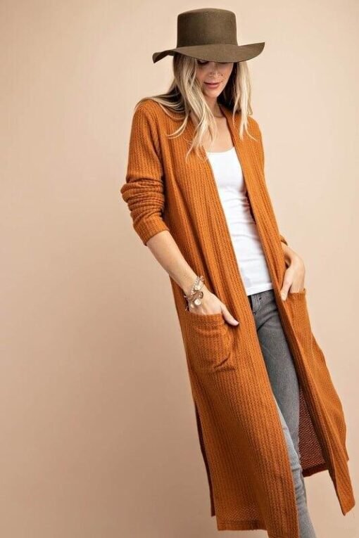 Hazel Open Front Long Pocket Cardigan Outerwear – Image 4