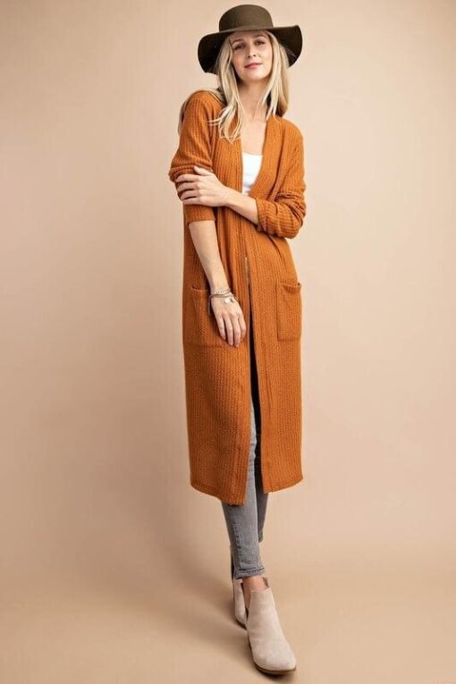 Hazel Open Front Long Pocket Cardigan Outerwear – Image 6