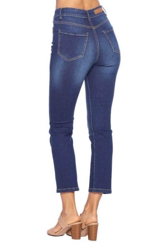 Dark Wash High-Rise Ankle Jeans – Image 3