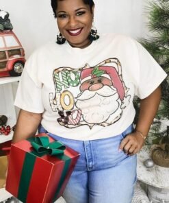 Ho Ho Ho Whimsical Santa T-Shirt | Holiday Graphic Tees