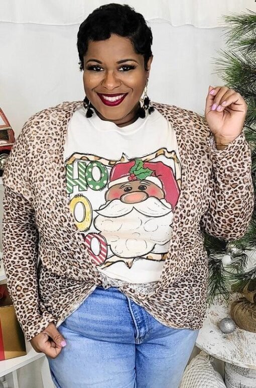Ho Ho Ho Whimsical Santa T-Shirt | Holiday Graphic Tees – Image 4