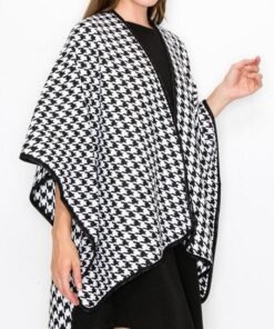 Houndstooth Wrap Poncho Cape | Mature Women's Outerwear