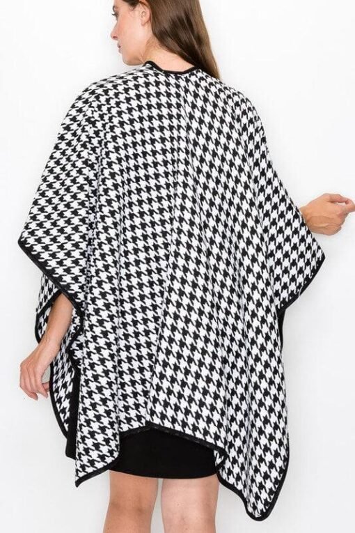 Houndstooth Wrap Poncho Cape | Mature Women's Outerwear – Image 3