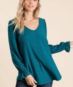 Isabella Swiss Dot Long Sleeve V-Neck Blouse Jolie Vaughan Mature Women's Online Clothing Boutique