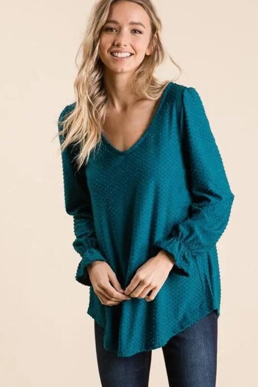 Isabella Swiss Dot Long Sleeve V-Neck Blouse Jolie Vaughan Mature Women's Online Clothing Boutique – Image 3