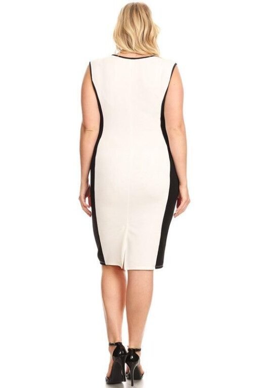 Ivory & Black Midi-Length Sheath Dress – Image 4