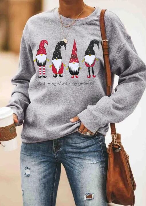 Just Hangin' With My Gnomies Christmas Sweatshirt Tops
