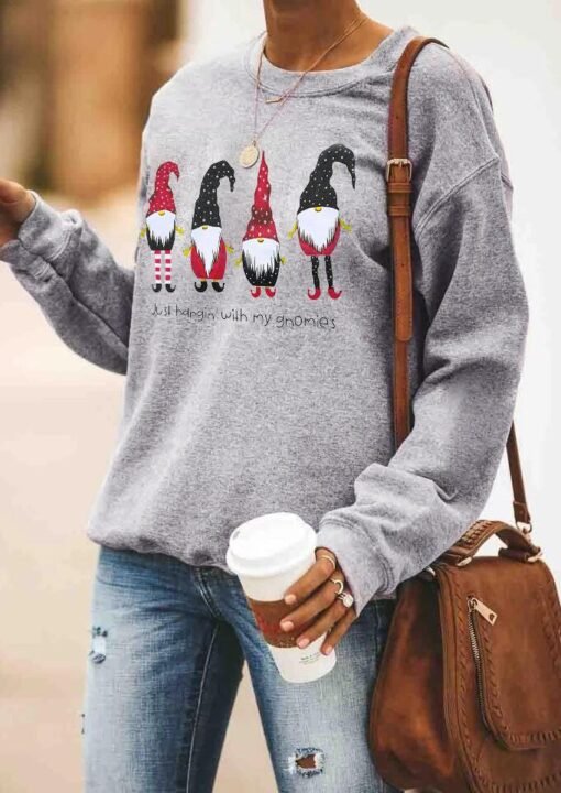 Just Hangin' With My Gnomies Christmas Sweatshirt Tops – Image 3