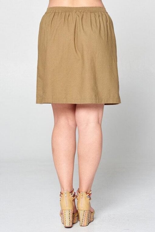 Khaki Button Front High Waist Skirt | Women's Skirts – Image 3