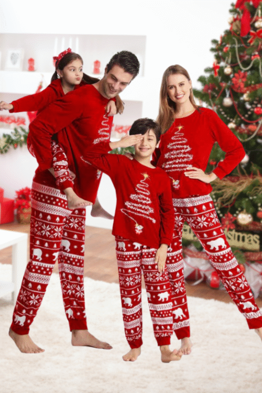 Kids Home for the Holidays Christmas Print Pajama Set – Image 3