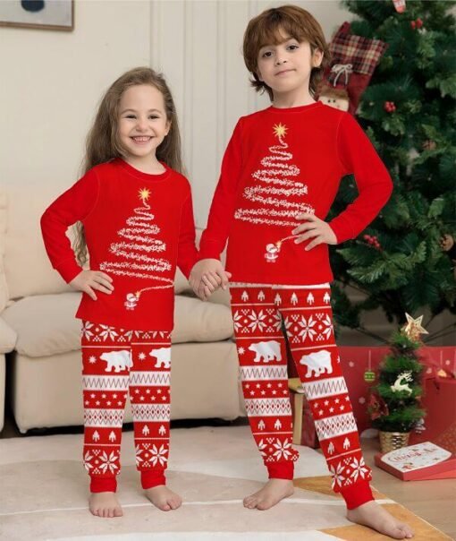 Kids Home for the Holidays Christmas Print Pajama Set – Image 4