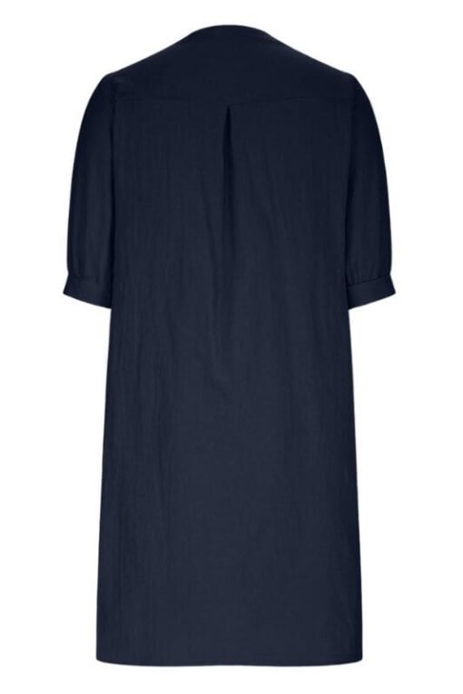 Lantern Sleeve Loose Cotton Linen Pocket Dress – Image 3