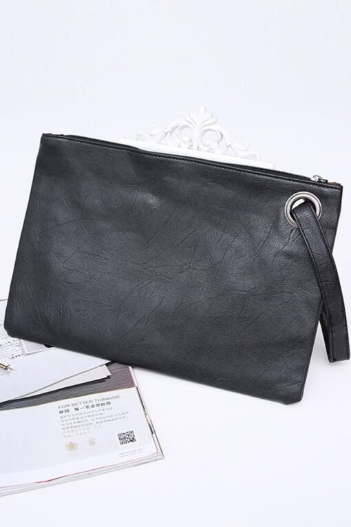 Versatile Oversized Clutch Handbag with Zipper and Inside Pocket – Image 6