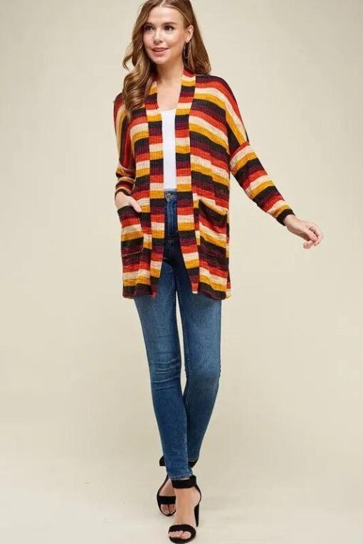 Laryn Striped Cardigan Outerwear | Plus Size Womens Clothing – Image 3