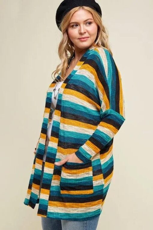 Laryn Striped Cardigan Outerwear | Plus Size Womens Clothing – Image 4