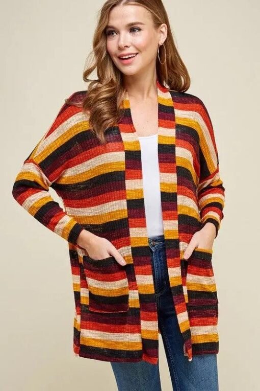 Laryn Striped Cardigan Outerwear | Plus Size Womens Clothing – Image 5
