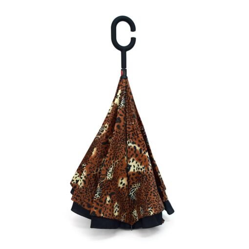 Leopard Parquet Inverted Umbrella – Image 3