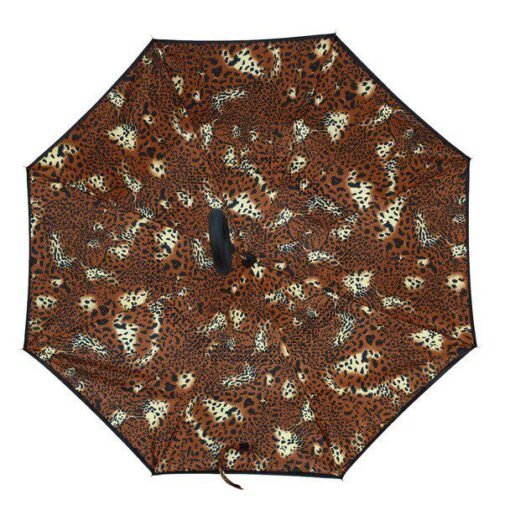 Leopard Parquet Inverted Umbrella – Image 4