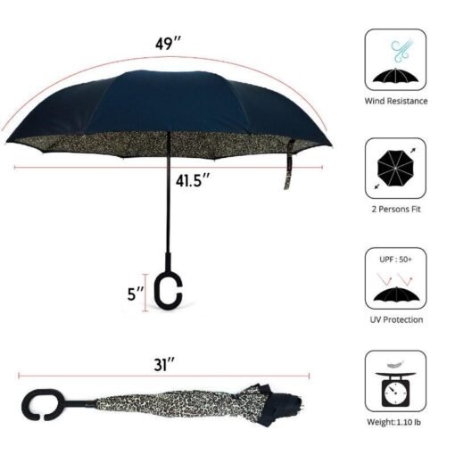 Leopard Parquet Inverted Umbrella – Image 5
