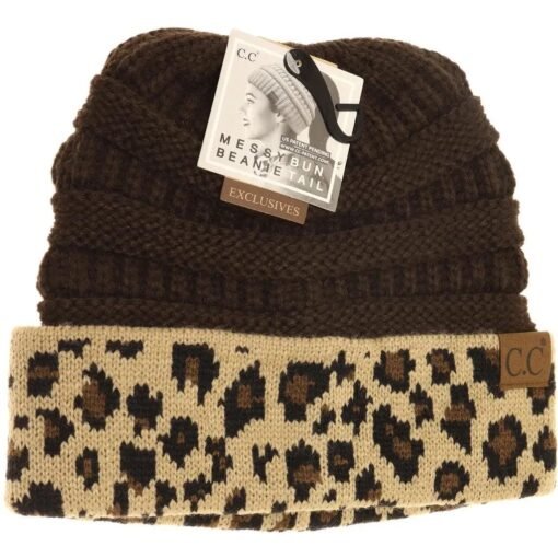 Leopard Print CC Beanie Tail Hats – Image 3