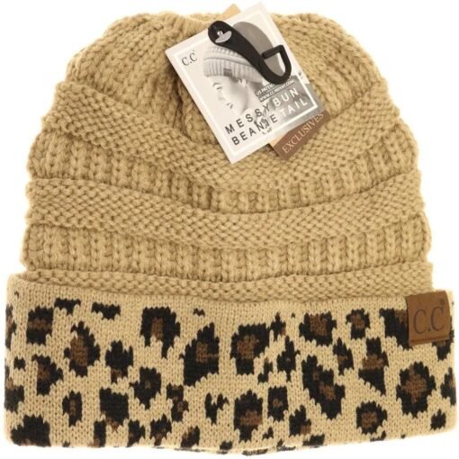 Leopard Print CC Beanie Tail Hats – Image 4
