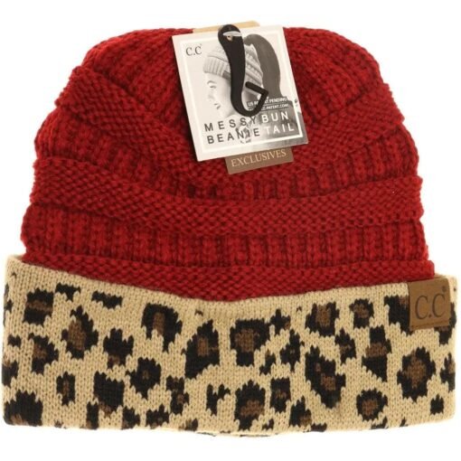 Leopard Print CC Beanie Tail Hats – Image 5